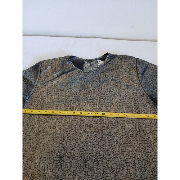 Vintage Womens Clio Gold Metallic Short Sleeve Blouse 100% Polyester SML USA - Picture 9 of 13